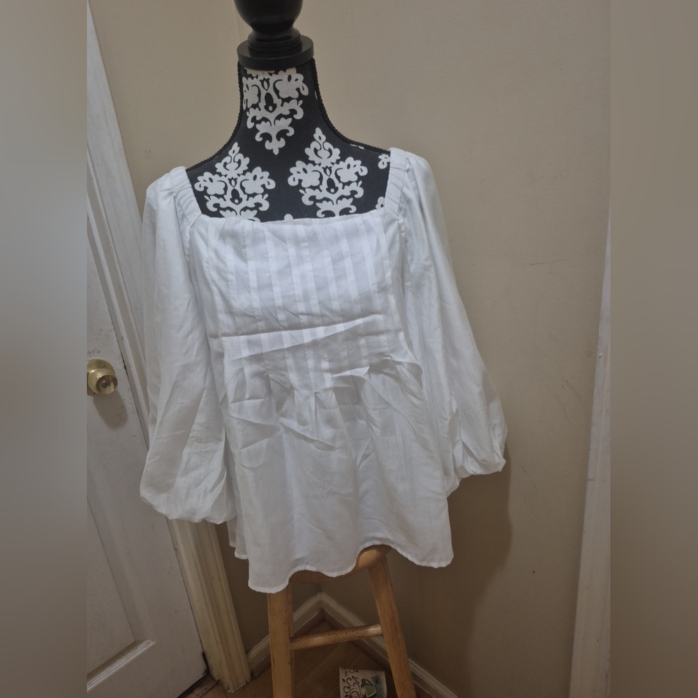 Banana Republic White Boxy Tie Front Blouse